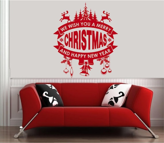 Etiqueta De La Pared Decoracion De La Navidad Nosotros Le Etsy