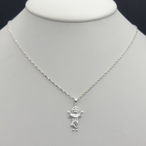 Solid 925 Sterling Silver Divine Child Pendant & Chain Necklace. Divino Niño Jesus.