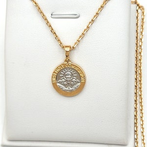 Two Tone 18K Gold Plated First Holy Communion Chalice Small Pendant. Gift Favor