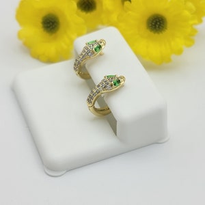 14K Gold Plated Small Hoop Cz Cartilage Earring Snake Ear Piercing