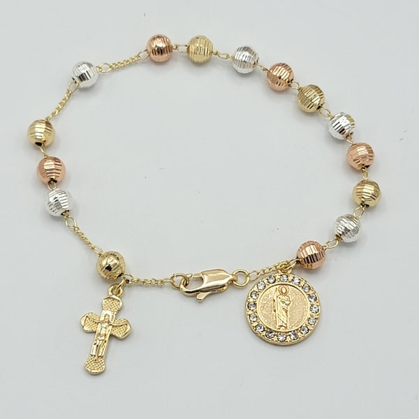 Gold Saint Jude Plaque Bracelet (Gold Filled) Y377 – Oro Laminado Elsa