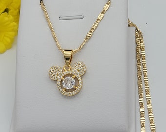 14k gold sale mickey mouse necklace
