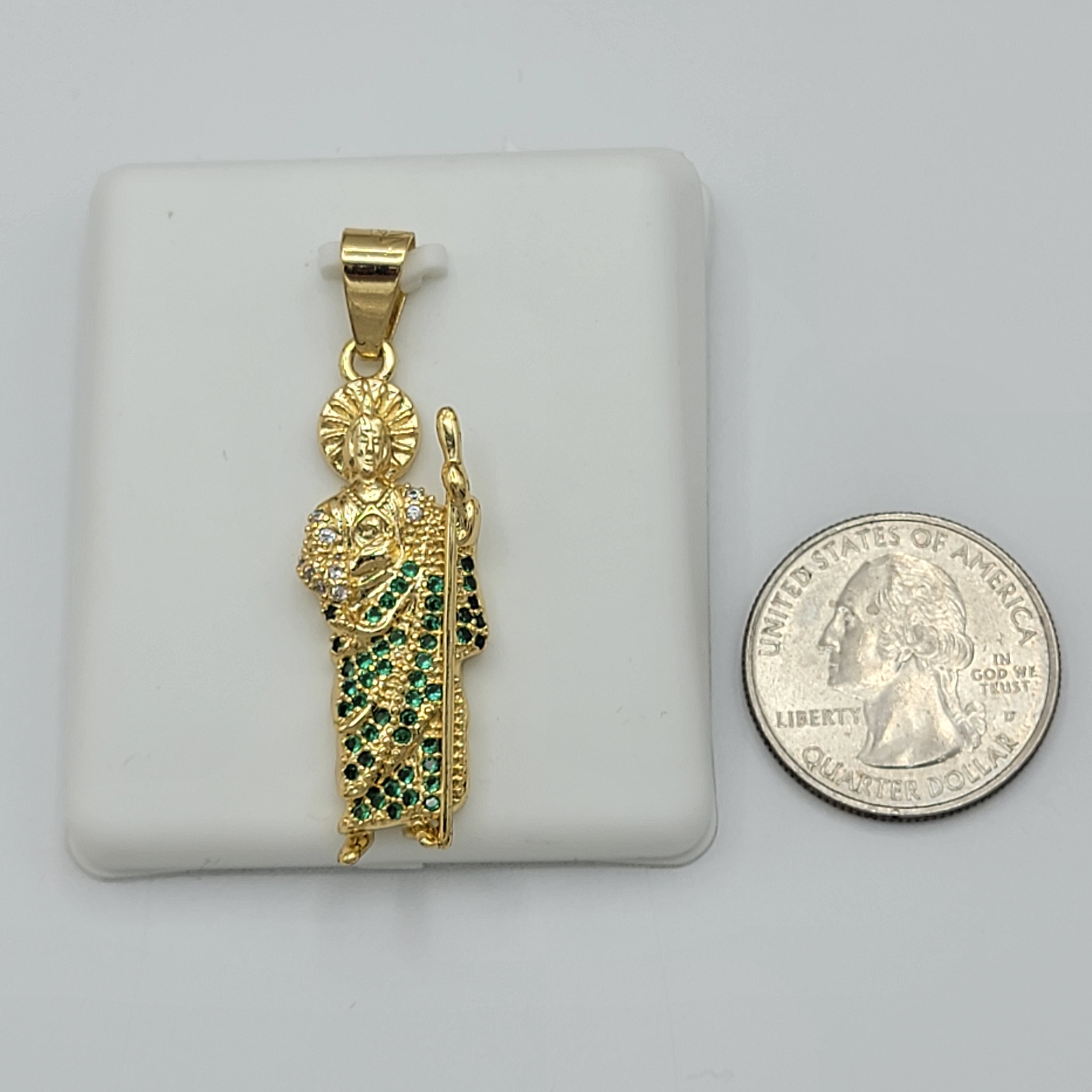 14K Gold Plated Saint Jude Pendant W 20" Chain Medalla San Judas Oro ...