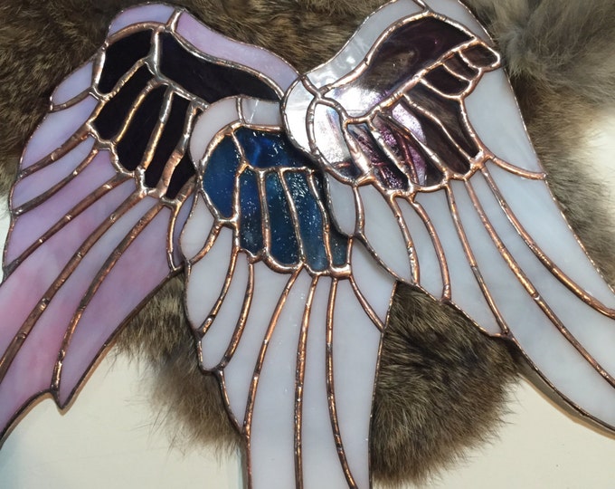 Angel Glass Wing Stained Glass Angel Wing Purple Angel Etsy