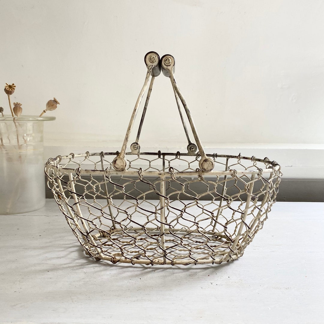 Vintage French Egg Collecting Basket Wirework Basket Etsy UK