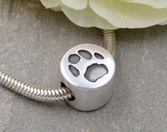 Personalised Pet Memorial Keepsake, Paw Print Bead, Dog Memorial Jewelry, Pet In Loving Memory Keepsake, Dog Lovers Gift Bead Charm