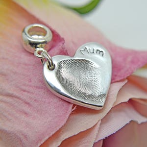 Personalised Charm, Actual Fingerprint Pendant, Silver Bracelet Charm image 2