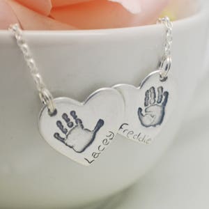 Hearts Necklace, Personalised Necklace, Connected Hand Print Necklace image 10