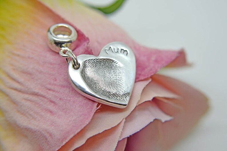 Personalised Charm, Actual Fingerprint Pendant, Silver Bracelet Charm image 2