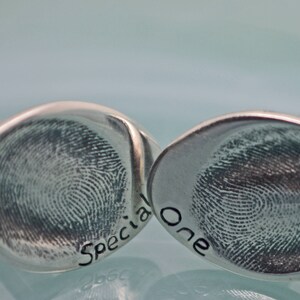 Personalised Oval Cufflinks, Silver Dad Gift, Actual Fingerprint, Initial Cufflinks image 5