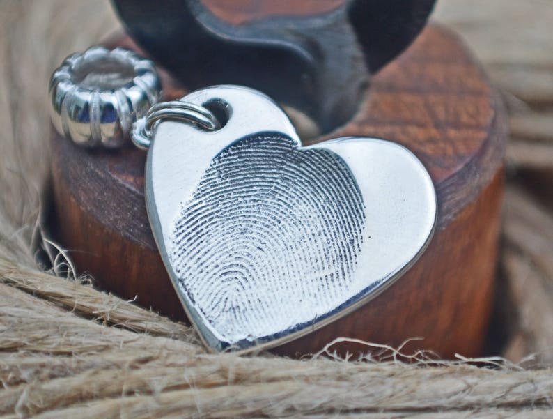 Personalised Charm, Actual Fingerprint Pendant, Silver Bracelet Charm image 4