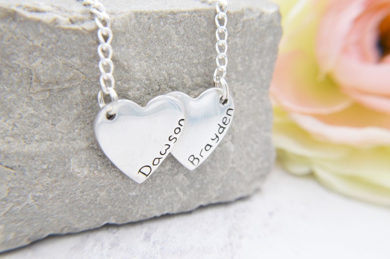 Hearts Necklace, Personalised Necklace, Connected Hand Print Necklace image 3