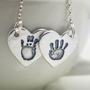 Hearts Necklace, Personalised Necklace, Connected Hand Print Necklace image 9