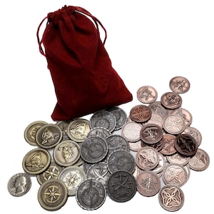 Pirate Coins Set in Burgundy Bag (set of 50)