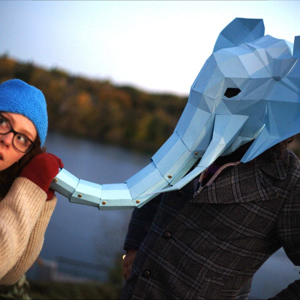 Masque en papier tête d'éléphant bricolage