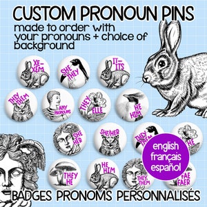 Custom Pronoun pin - vintage pronouns - Pride pin - They/Them pin - pronoun badges - nonbinary pin, they/them, pronoun badge, Pride Day