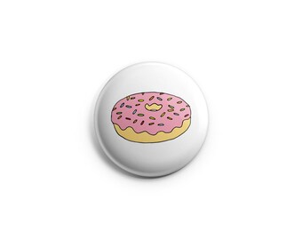 1.25 inch pin-back button or magnet Donut box