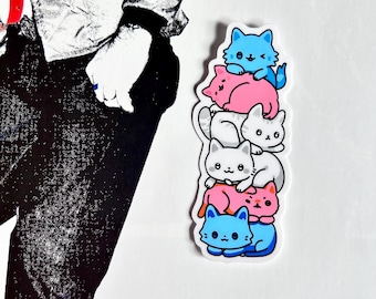 Trans pride kittens sticker, trans rights, transgender pride, trans ally