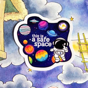 Pegatina de espacio seguro, pegatina de Ally, LGBTQ, mercancía del orgullo, día del orgullo