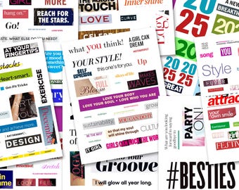Vision Board Words & Phrases: 350+ Magazine Cut Outs (Digital PDF)