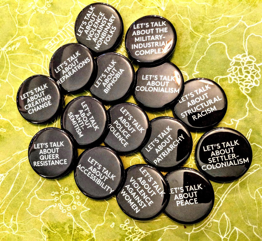 Let’s Talk About It Button | Custom Activist Pinback | Anti-racism ...