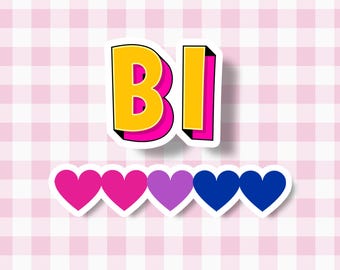 Bisexual pride sticker set for laptop, water bottle, kindle.