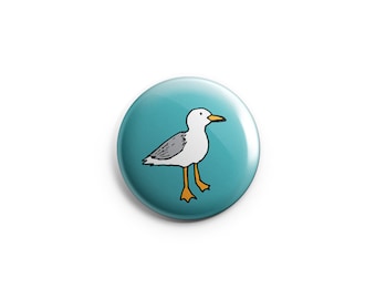 Seagull button - Seagull Magnet, stocking stuffer, bird badge, seagull pin, gift for her, fun gift, gift under five, bird pin, fridge magnet
