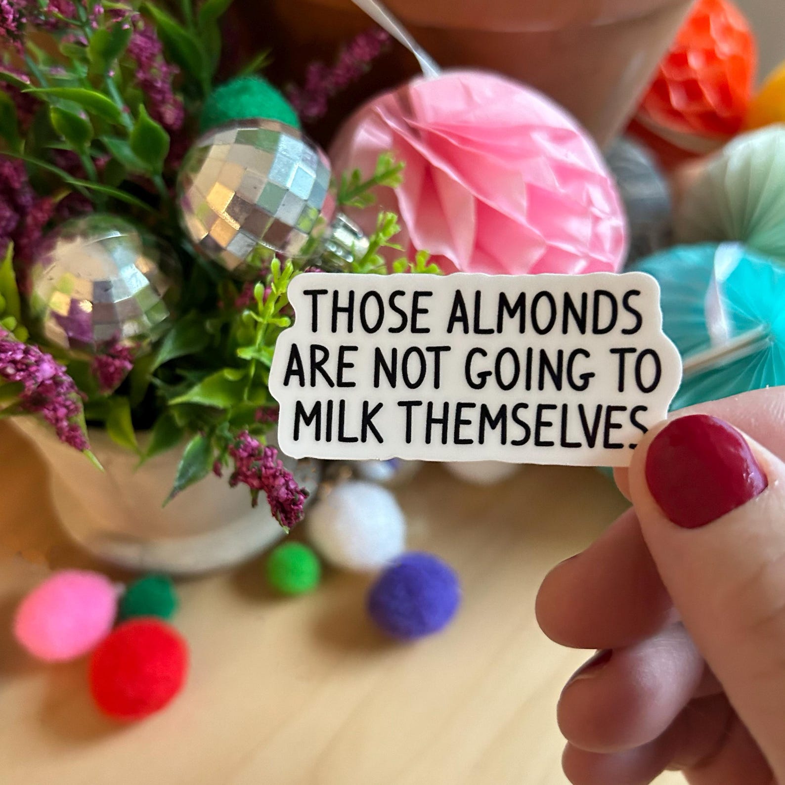 Almond Milk Sticker, Funny Sticker, Funny Vegan Sticker, Vegetarian ...