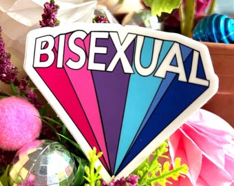 Bi pride sticker, bisexual pride flag, cute sticker, queer stickers, pride day
