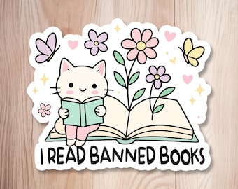 I Read Banned Books Sticker – Bookish Activist Sticker, Anti-Censorship Gift for Readers, Librarians & Teachers