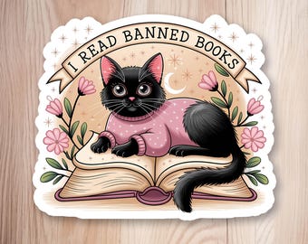 I Read Banned Books Sticker – Bookish Activist Sticker, Anti-Censorship Gift for Readers, Librarians & Teachers
