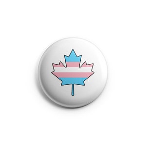 Transgender pride button, Canadian flag, Maple Leaf, Canada Trans, Pride Day