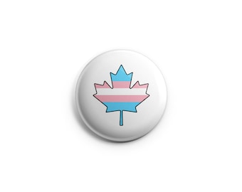 Transgender pride button, Canadian flag, Maple Leaf, Canada Trans, Pride Day