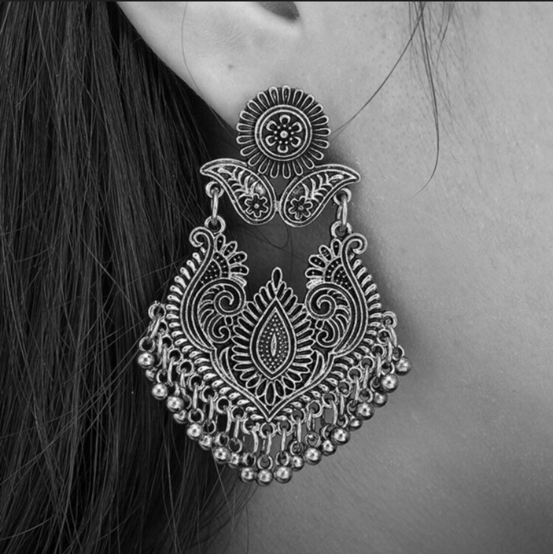Antique Silver or Gold Vintage Boho Chandelier Earrings With Etsy