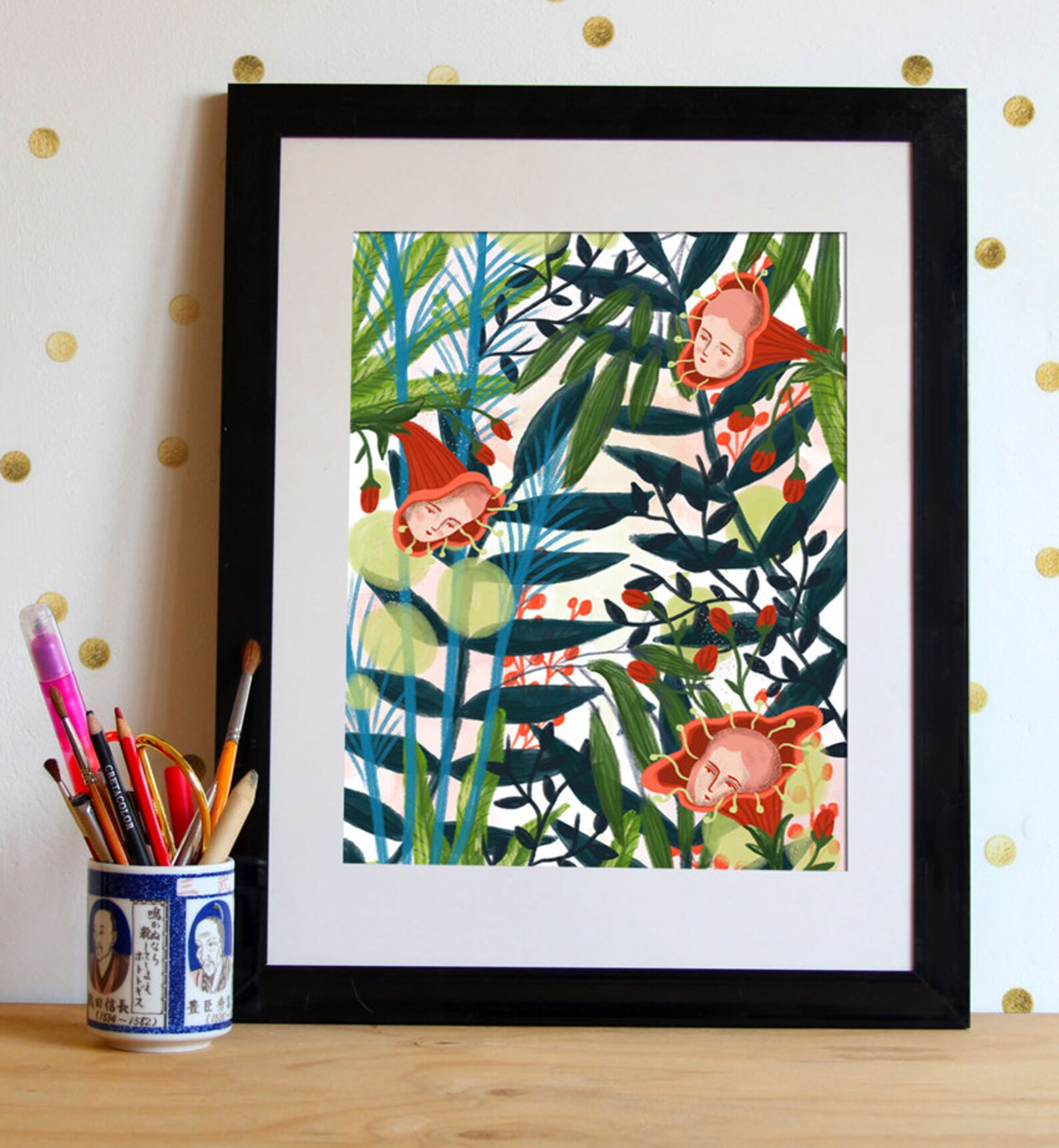 Botanical print garden art children illustration surreal Etsy