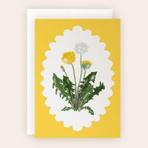 Tarjeta para imprimir cualquier celebracion interior en blanco diseño simple romantico diente de leon ilustracion floral postal