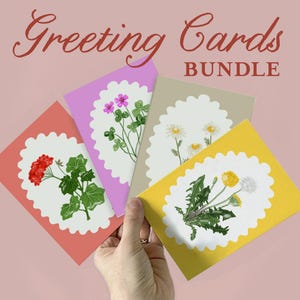 Grußkarten zum ausdrucken, florales Design, Karten für alle Anlässe, pastellfarben, wilde Blumen, Postkarte, leerer Innenraum, gratis Umschlag Vorlage