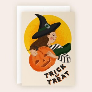 Biglietto di Halloween con strega vintage: invito stampabile per la festa (PDF)