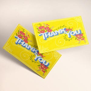 Druckbare Mini-Dankeschön-Karte für den Innenbereich im A7-Format im Risograph-Stil Postkarte für kleine Unternehmen Vintage-Schriftzug für Unternehmer