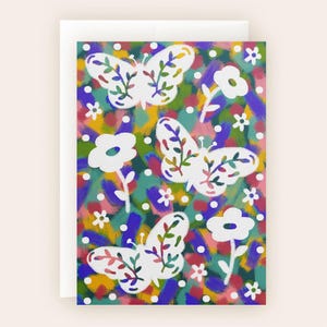 Cartão de felicitações para impressão em branco interior multicolorido borboleta arte original para todas as ocasiões cartão padrão abstrato cartão para amigo