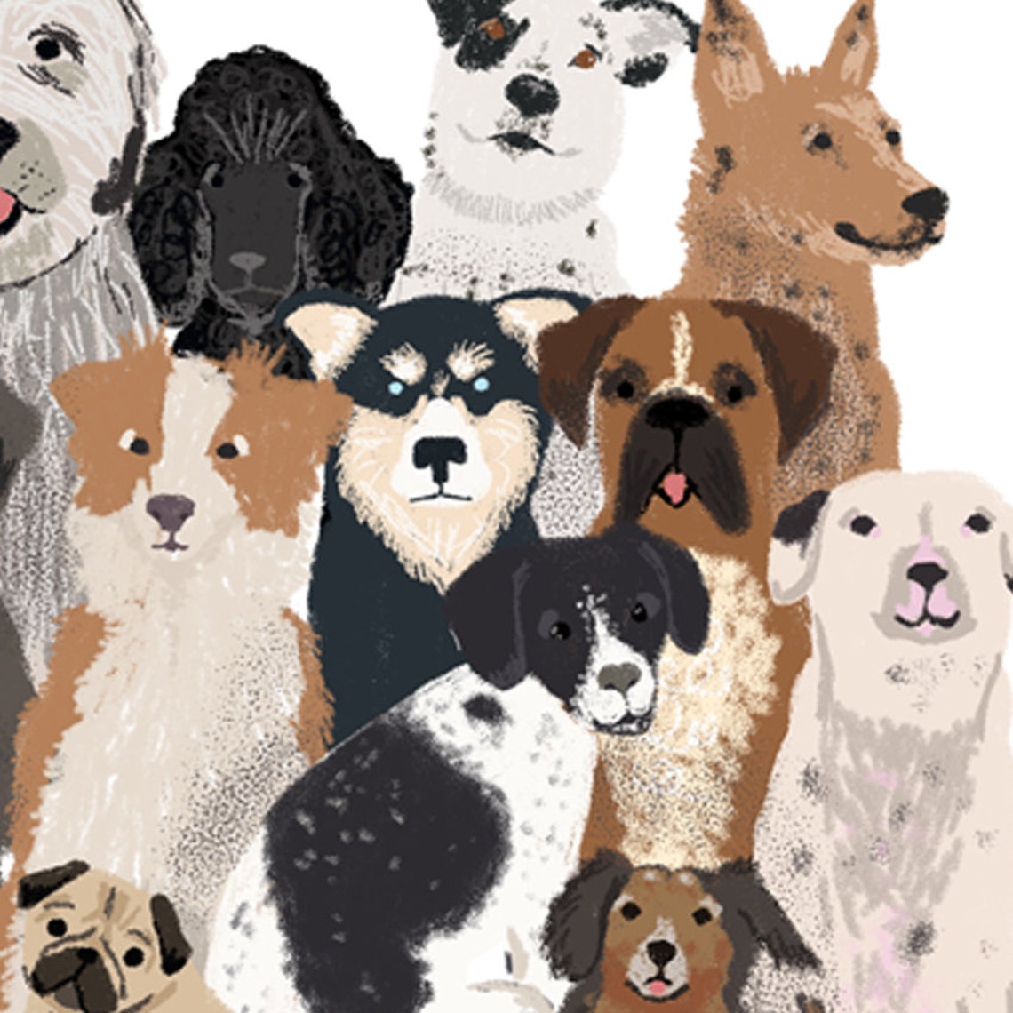Dogs print puppy art dog illustration pets decor gift for | Etsy
