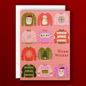 Tarjeta para imprimir navidad coleccion de tejidos ilustrados cálidas fiestas tarjeta interior en blanco sweater tejido postal feliz navidad