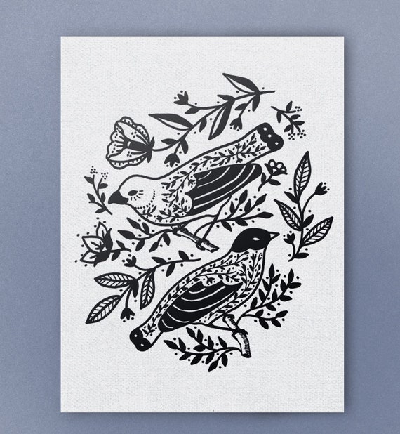 Tatouage Oiseau Imprimer Tattoo Flash Folk Art Art Populaire Oiseau Oiseau Illustration Noir Et Blanc Oiseaux Imprimer Tatouage Traditionnel