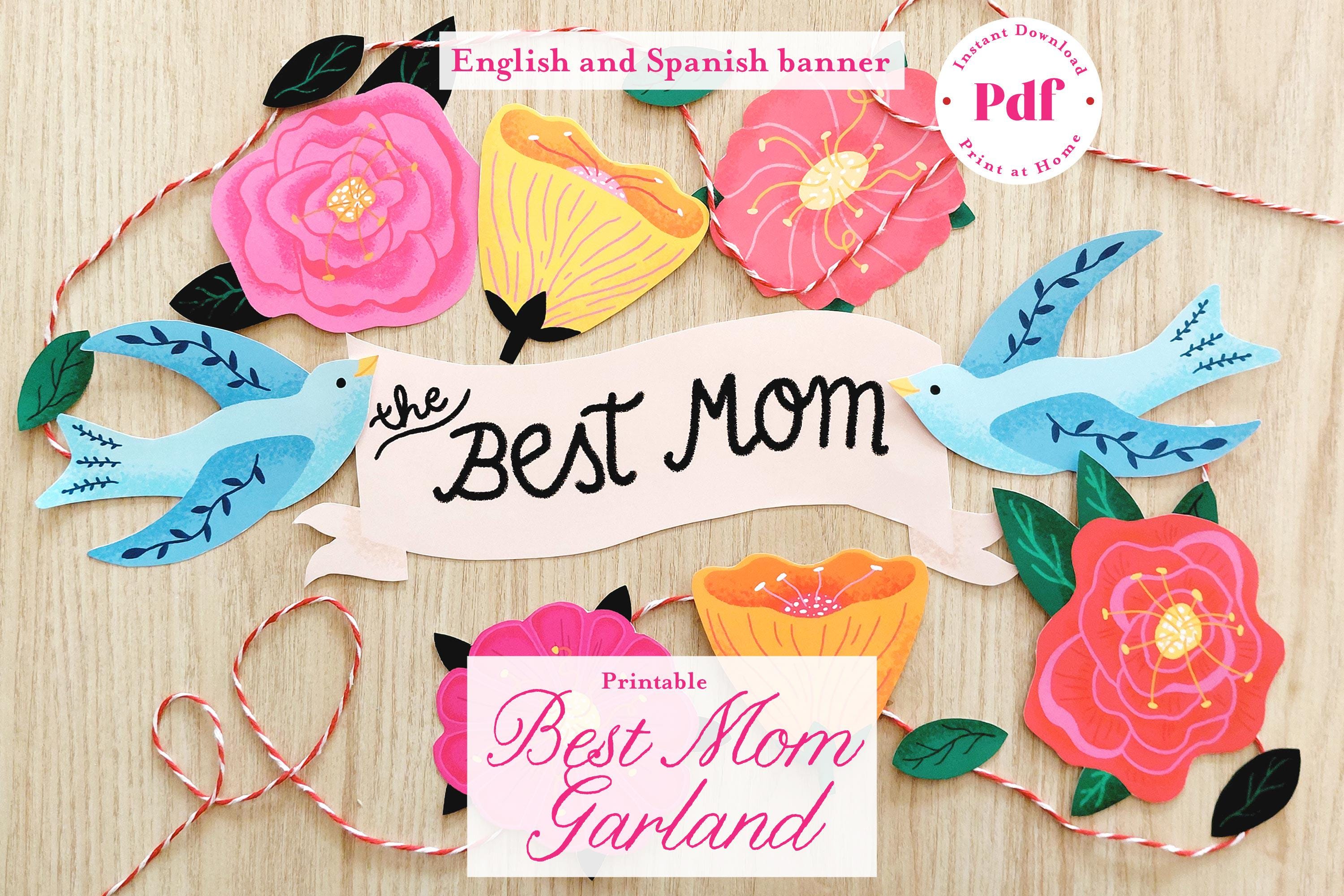 Ghirlanda Festone Happy Mother's Day – Rosa – 1,8 Metri – Bandierine Con Lettere