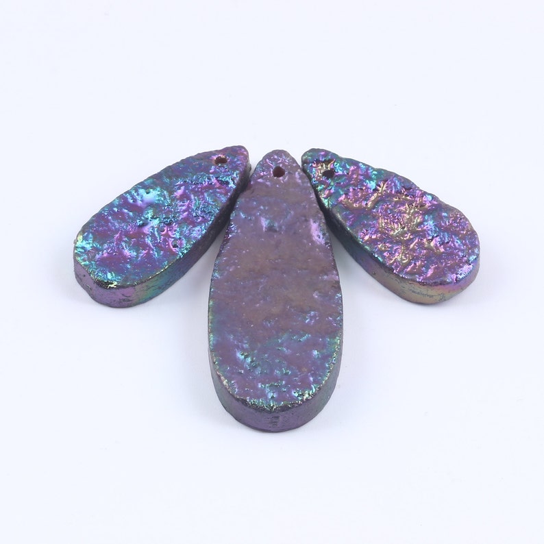 3pcs Drop Pyrite Druzy Pendant Rainbow Natural Stone Pendant Charm Gift For Women Jewelry Findings For DIY Gift Jewelry Purple