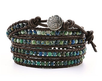 4MM Phoenix Beaded Wrap Bracelet Gemstone Leather Wrap Bracelet Leather And Gemstone Wrap Bracelet Five Wrap Bracelet Boho Beaded Bracelet