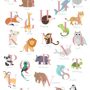 Children's animal alphabet poster Animal alphabet for kids English Version