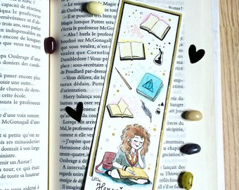 Illustrated bookmark - Quality Print - Hermione reading