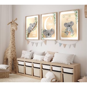 Set of 3 personalized posters - Koala motif
