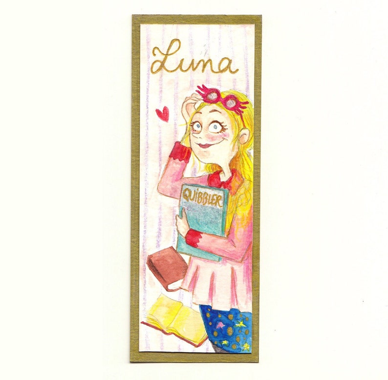 Luna's bookmark Print illustration gold frame image 3